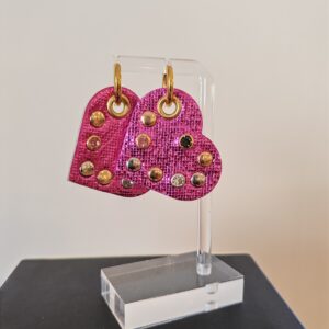 Grands coeurs cuir - Fushia