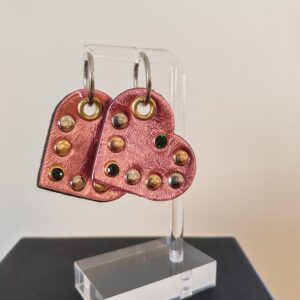 Grands coeurs cuir - Rose