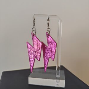 Eclairs cuir - fuchsia - gris clair