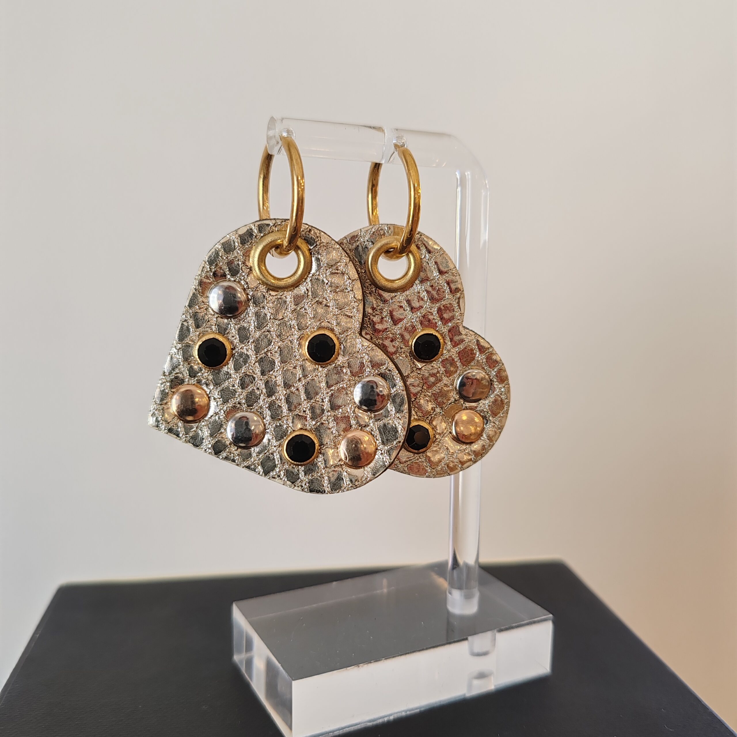 Grands coeurs cuir - doré