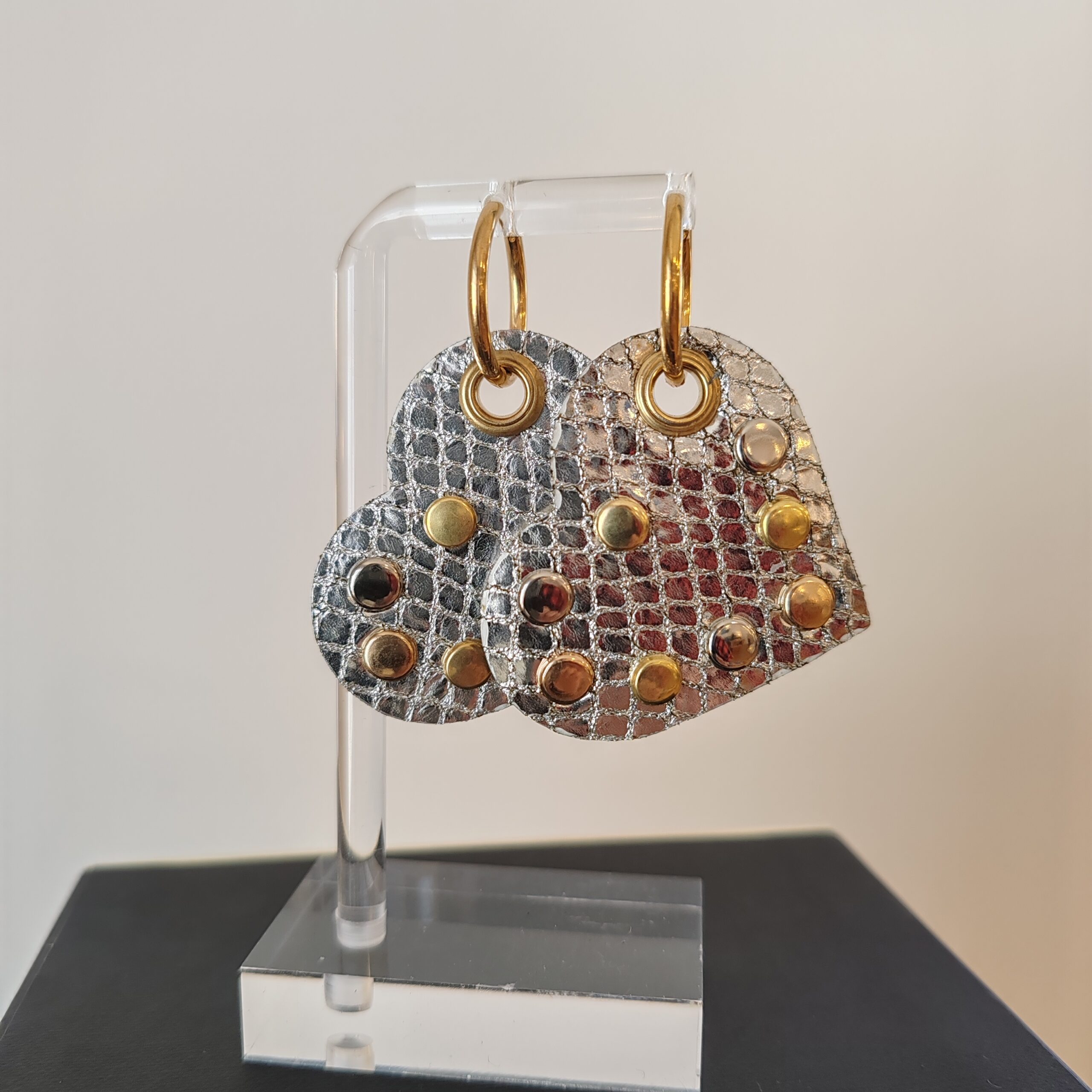 Grands coeurs cuir - doré – Image 2