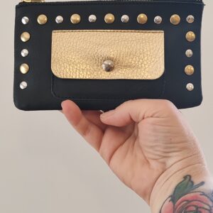 Portefeuille cuir - noir doré