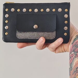Portefeuille cuir - noir gris glitter